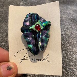 Rovah Dichroic Glass Cross Brooch